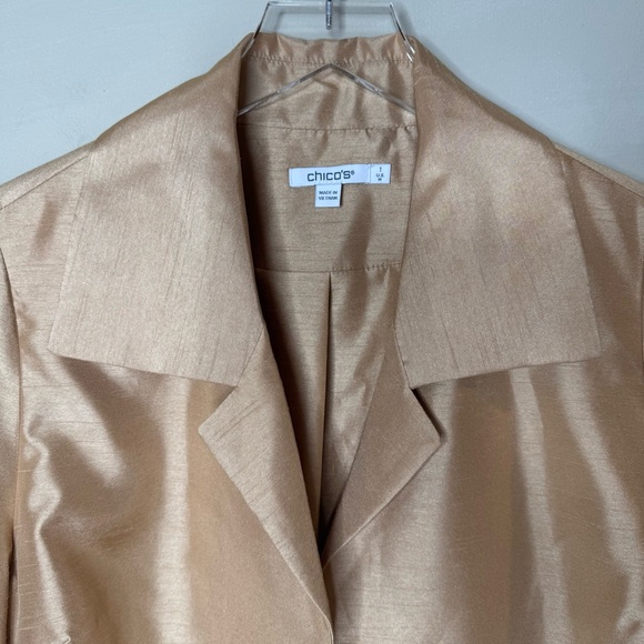Chico's Gold Shimmer Blazer topper size 1 us med - Picture 3 of 9